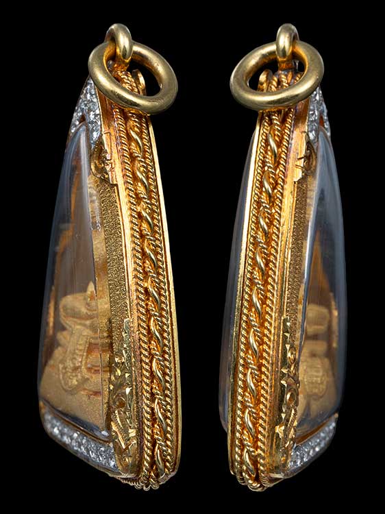 พระหลวงพ่อโสธร กรมตำรวจ เนื้อทองคำพ่นทราย พิมพ์เล็ก เลขp3326พร้อมตลับทองหนัก1บาท-1